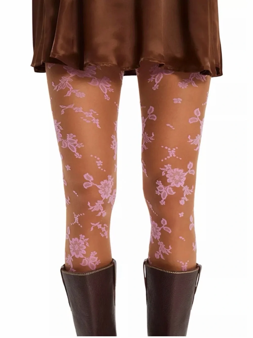 Free People Flocked Floral Tights